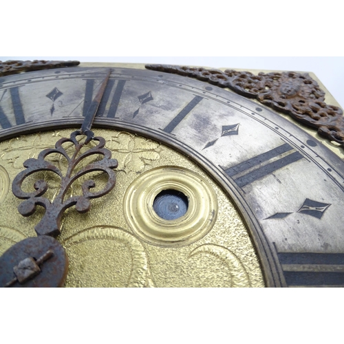 1391A - Henry South : An 18thC oak cased longcase clock, the brass dial with automaton eyes, silvered chapte... 