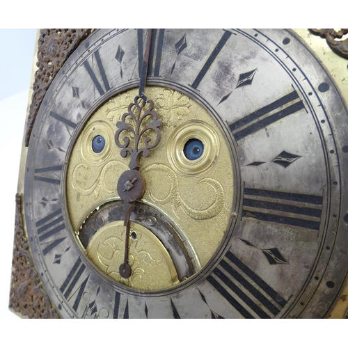 1391A - Henry South : An 18thC oak cased longcase clock, the brass dial with automaton eyes, silvered chapte... 