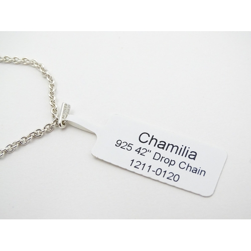 773 - A Chamilia silver necklace with drop formed pendant. With original box. Approx. 42