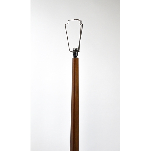 1514 - An Art Deco mahogany lamp stand with a canted stem above a three tier table base with a revolving bo... 