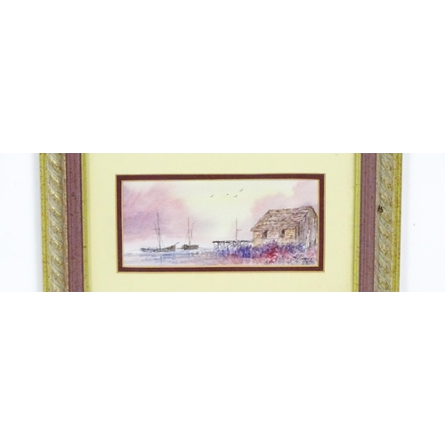 1774 - J. Moody, 20th century, Watercolour, Two coastal scenes mounted together, one depicting a dusk seasc... 