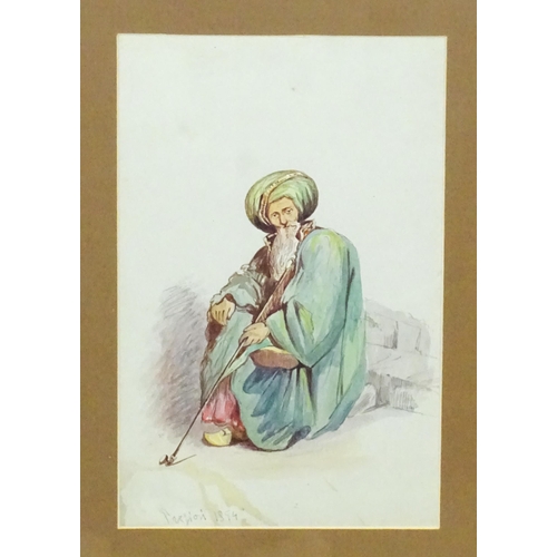 1776 - Preziosi, 19th century, Watercolours, A pair of portraits in traditional costume, A street merchant,... 