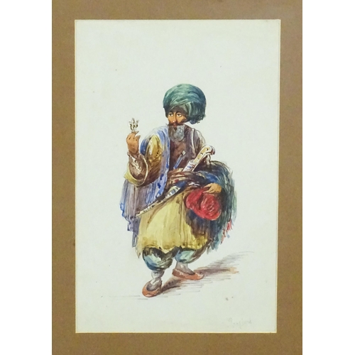 1776 - Preziosi, 19th century, Watercolours, A pair of portraits in traditional costume, A street merchant,... 