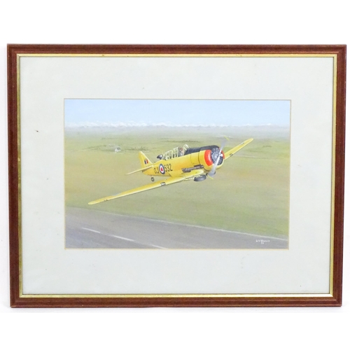 1783 - Les Vowles (b. 1929), Aviation School, Watercolour, A study of a North American / Canadian Harvard M... 