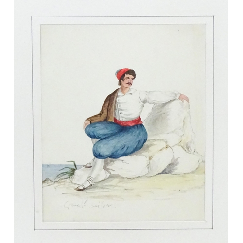 1793 - Late 19th / early 20th century, Greek School, Watercolours, Four depictions of figures in traditiona... 