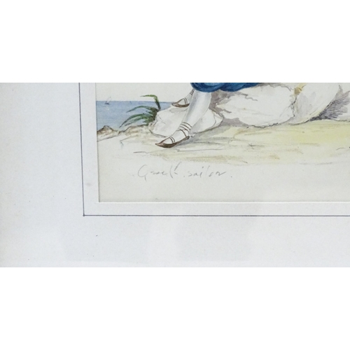 1793 - Late 19th / early 20th century, Greek School, Watercolours, Four depictions of figures in traditiona... 