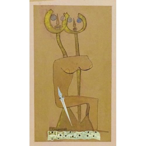 1796 - Garbett, 20th century, Modernist School, Watercolour and ink, A Surrealist / Abstract portrait of a ... 