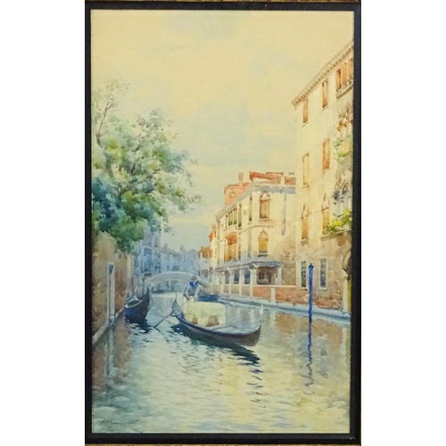 1800 - Eugenio Benvenuti (1881-1959), Italian School, Watercolour, Evening on a Venetian canal. Signed lowe... 