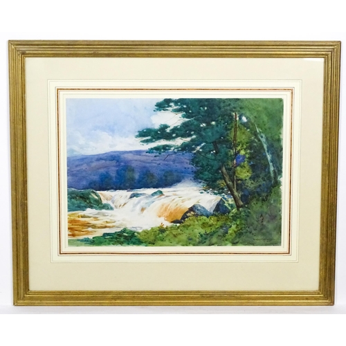 1809 - H. C. Phillips, 20th century, Watercolour, A wooded landscape with fast flowing river. Signed lower ... 