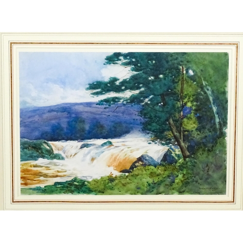 1809 - H. C. Phillips, 20th century, Watercolour, A wooded landscape with fast flowing river. Signed lower ... 