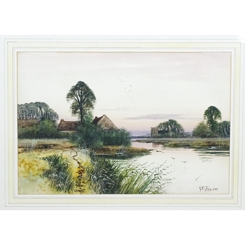 1810 - Frederick Gordon Fraser (1879-1931), Watercolour, A river landscape with church beyond. Signed lower... 