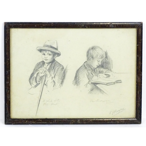 1867 - Edward James Rogers (1872-1938), Irish School, Pencil sketch, Two studies of the artist's son Dougla... 