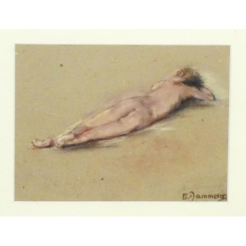 1870 - Catherine Dammeron (b. 1976), French School, Pastel, A study of a reclining nude. Signed lower right... 