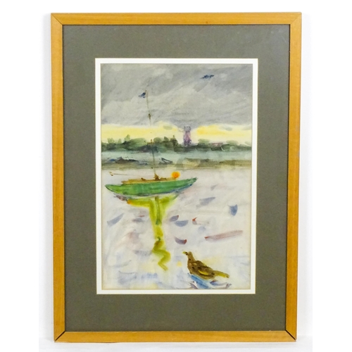 1874 - Edwin Smith, 20th century, Watercolour, Blackshore, A harbour scene with boat. Ascribed to gallery l... 