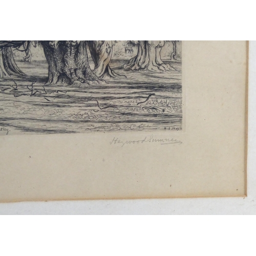 1897 - George Heywood Maunoir Sumner (1853–1940), Etching, Bushy Bratley, New Forest, Hampshire. Signed in ... 