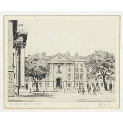 1901 - Edward James Rogers (1872-1938), Irish School, Etchings, The Front Square, Trinity College Dublin, a... 