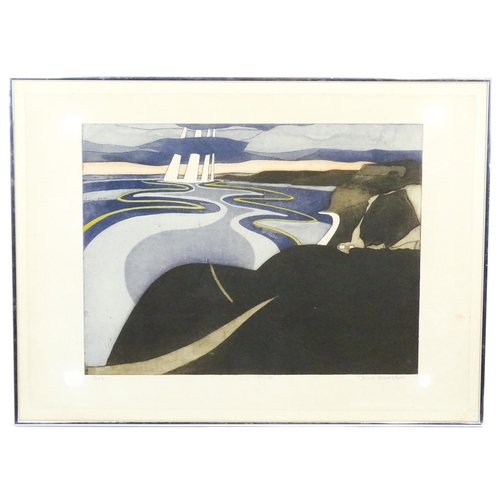 1907 - John Brunsden (1933-2014), Limited edition aquatint, Dusk - Dorset. Signed, titled and numbered 57 /... 