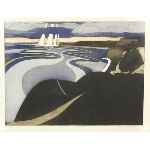 1907 - John Brunsden (1933-2014), Limited edition aquatint, Dusk - Dorset. Signed, titled and numbered 57 /... 