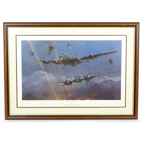 1917 - After Robert Taylor (b.1946), Signed limited edition print, Lancaster Under Attack. Signed in pencil... 