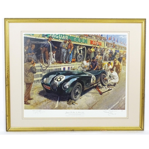 1921 - After Terence Cuneo (1907-1996), Signed limited edition print, Jaguar Pit Stop-Le Mans 1953. Signed ... 