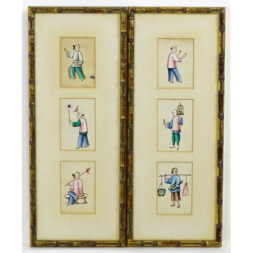 1924 - Chinese School, Watercolour on rice paper, A pair, Studies of Oriental figures. Each with three wate... 