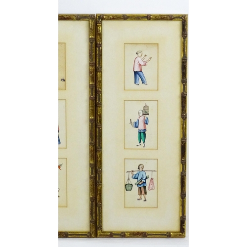 1924 - Chinese School, Watercolour on rice paper, A pair, Studies of Oriental figures. Each with three wate... 