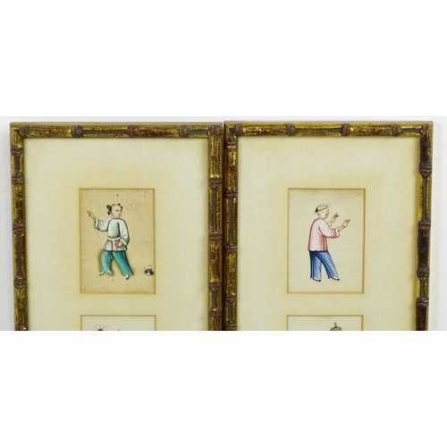 1924 - Chinese School, Watercolour on rice paper, A pair, Studies of Oriental figures. Each with three wate... 