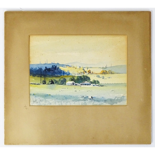 1930 - A. Kenn, 20th century, Watercolour, A Continental landscape scene with farm and trees. Signed and da... 