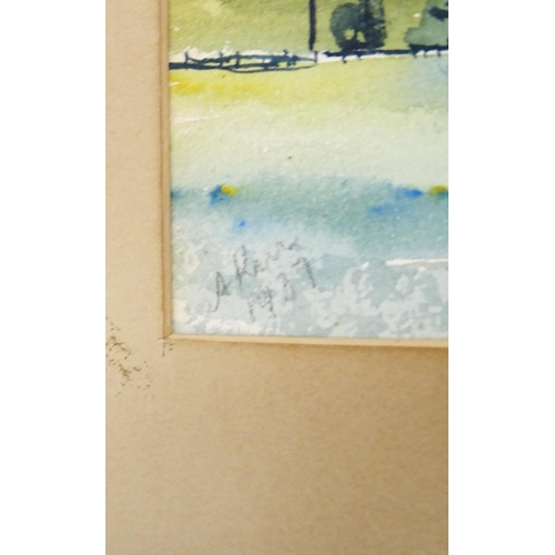 1930 - A. Kenn, 20th century, Watercolour, A Continental landscape scene with farm and trees. Signed and da... 