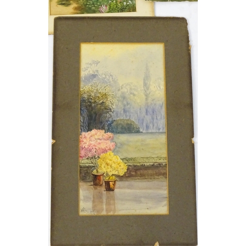 1932 - A quantity of assorted 19th century watercolours to include a river landscape, Continental lake scen... 