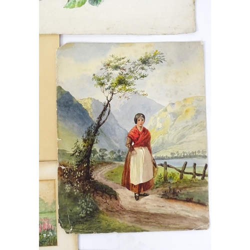 1932 - A quantity of assorted 19th century watercolours to include a river landscape, Continental lake scen... 