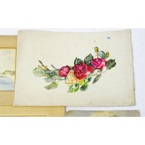 1932 - A quantity of assorted 19th century watercolours to include a river landscape, Continental lake scen... 