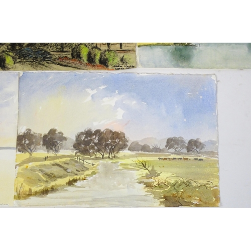 1933 - David Fred Tomlinson, 20th century, Watercolours and Pastels, Various landscape scenes to include Gl... 