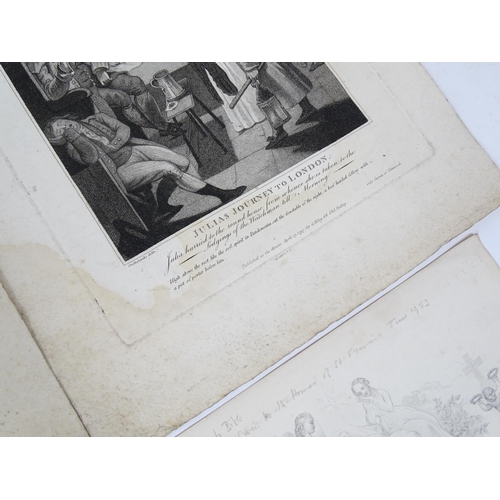 1945 - A quantity of 19th century engravings to include Julia's Journey to London after George Cruikshank, ... 