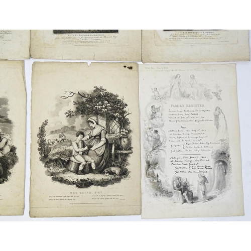 1945 - A quantity of 19th century engravings to include Julia's Journey to London after George Cruikshank, ... 