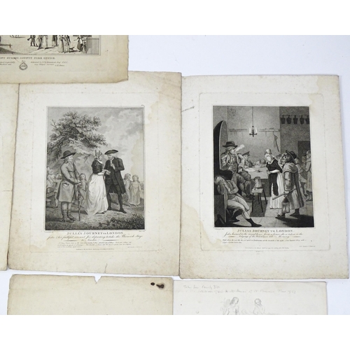 1945 - A quantity of 19th century engravings to include Julia's Journey to London after George Cruikshank, ... 