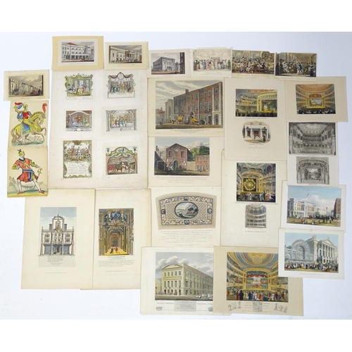 1949 - A quantity of 19th century theatre interest engravings with hand colouring depicting various theatre... 