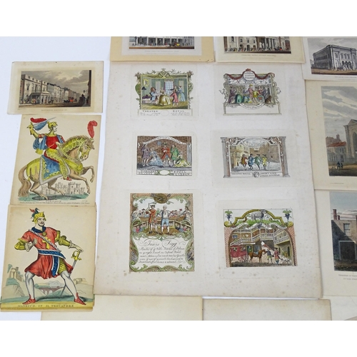 1949 - A quantity of 19th century theatre interest engravings with hand colouring depicting various theatre... 