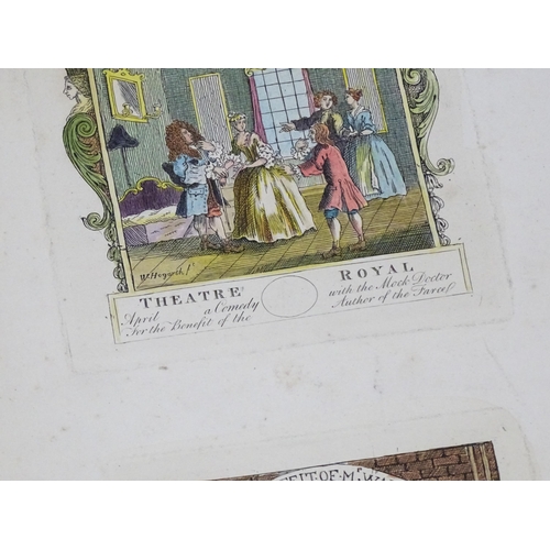 1949 - A quantity of 19th century theatre interest engravings with hand colouring depicting various theatre... 