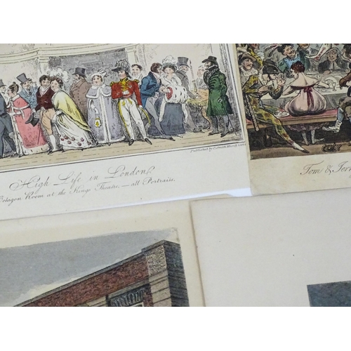 1949 - A quantity of 19th century theatre interest engravings with hand colouring depicting various theatre... 