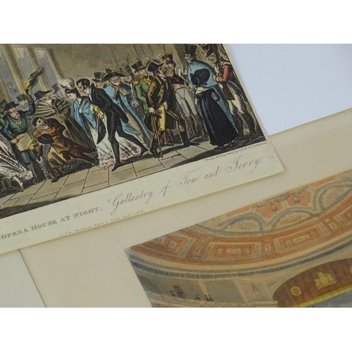 1949 - A quantity of 19th century theatre interest engravings with hand colouring depicting various theatre... 