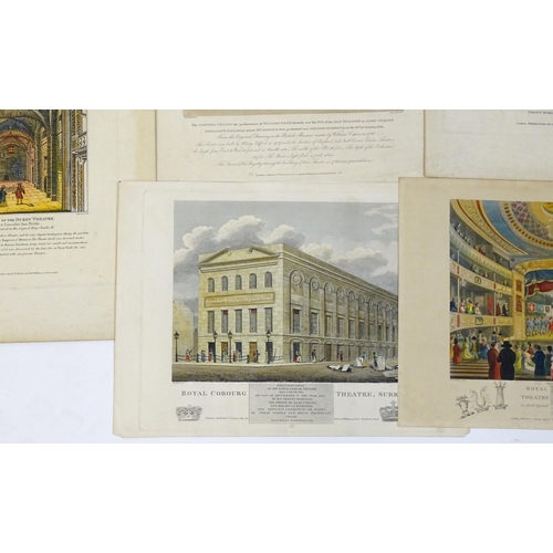 1949 - A quantity of 19th century theatre interest engravings with hand colouring depicting various theatre... 