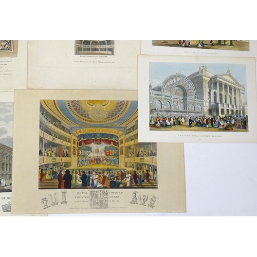 1949 - A quantity of 19th century theatre interest engravings with hand colouring depicting various theatre... 