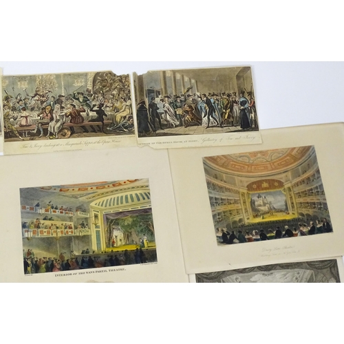 1949 - A quantity of 19th century theatre interest engravings with hand colouring depicting various theatre... 