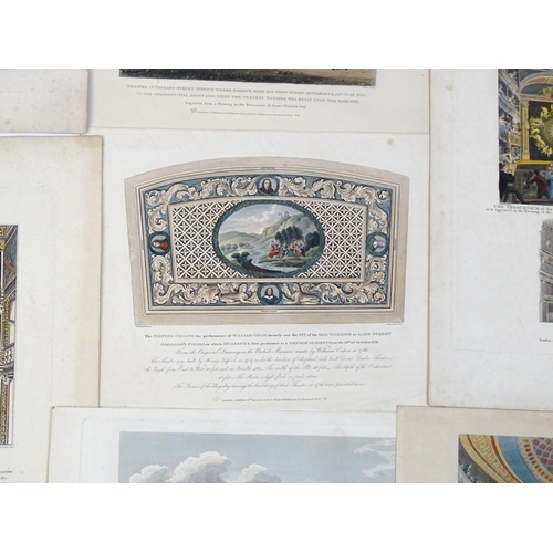 1949 - A quantity of 19th century theatre interest engravings with hand colouring depicting various theatre... 