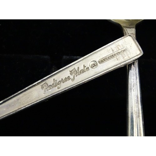 581 - A quantity of silver plated wares to include assorted flatware / cutlery, sugar tongs, teaspoons, co... 