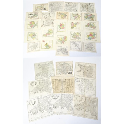 1975 - A quantity of 19thC maps, to include North Wales , Brecknockshire , Monmouthshire (Roper), Denbighsh... 