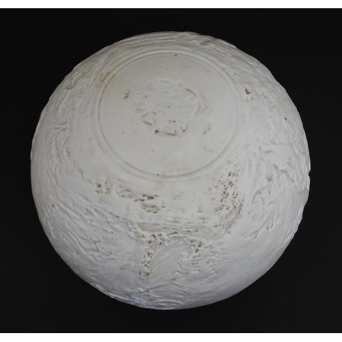 205 - A white parian shade decorated with courting couples in garden scenes. Approx. 6