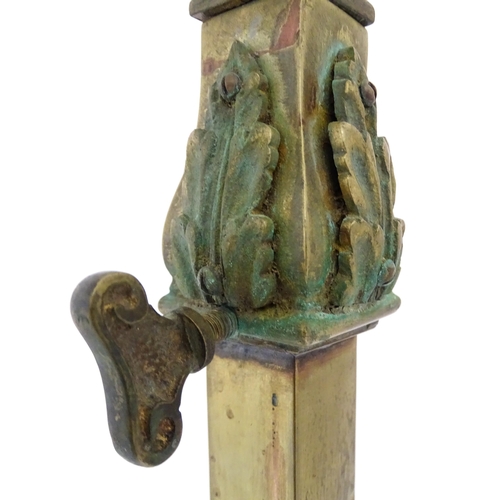 85 - A large 20thC table lamp of squared column form on stepped base with acanthus detail. Approx. 23