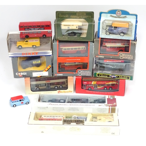 201 - Toys: A quantity of assorted die cast scale model vehicles, buses etc. to include a KMB Corgi Toys l... 